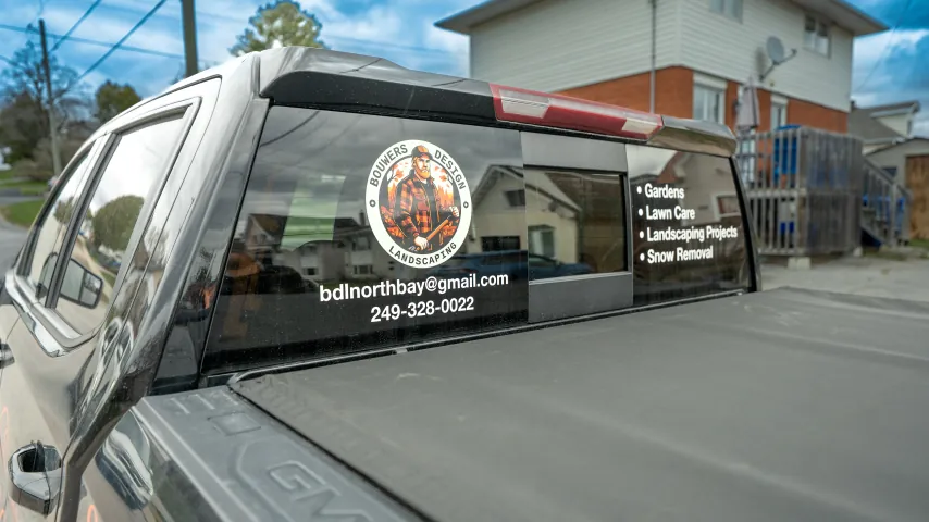 Bouwers Design Landscaping truck branding decal.